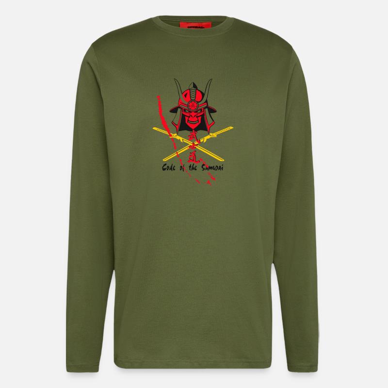 Code Samurai Krieger: Klingen-Design - Langarmshirt - made by SPREAD  - MOSS GREEN