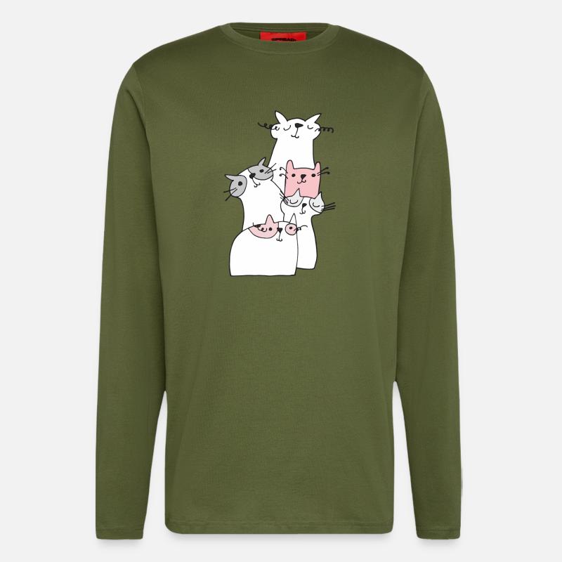 katzen treffen - Langarmshirt - made by SPREAD  - MOSS GREEN