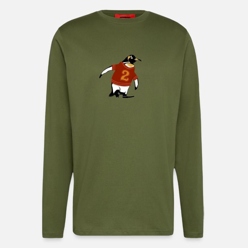 Pinguin mit Hemd 2 - Langarmshirt - made by SPREAD  - MOSS GREEN