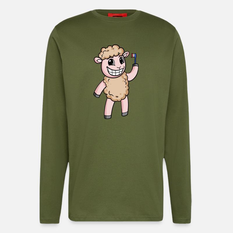 Schaf mit Zahnbürste - Langarmshirt - made by SPREAD  - MOSS GREEN