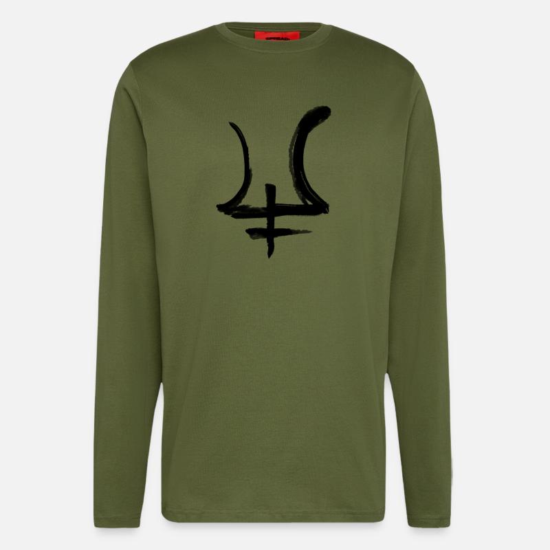 Symbole d’astrologie de Neptune - Manches longues bio décontracté fabriqué en UE - MOSS GREEN