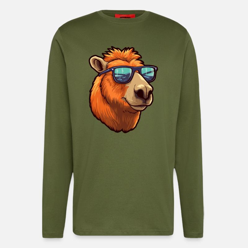 Capybara Sonnenbrille Cooles Capybara - Langarmshirt - made by SPREAD  - MOSS GREEN