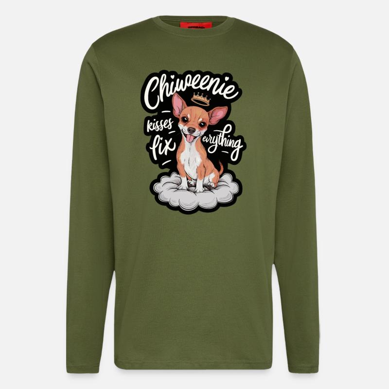 Chiweenie chien baisers Fix Everything - Manches longues bio décontracté fabriqué en UE - MOSS GREEN