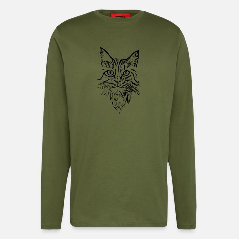 Katze - Vector - Langarmshirt - made by SPREAD  - MOSS GREEN