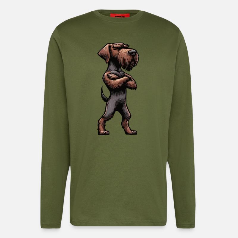Deutsch Drahthaar Deutsch-Drahthaar Besitzer - Langarmshirt - made by SPREAD  - MOSS GREEN