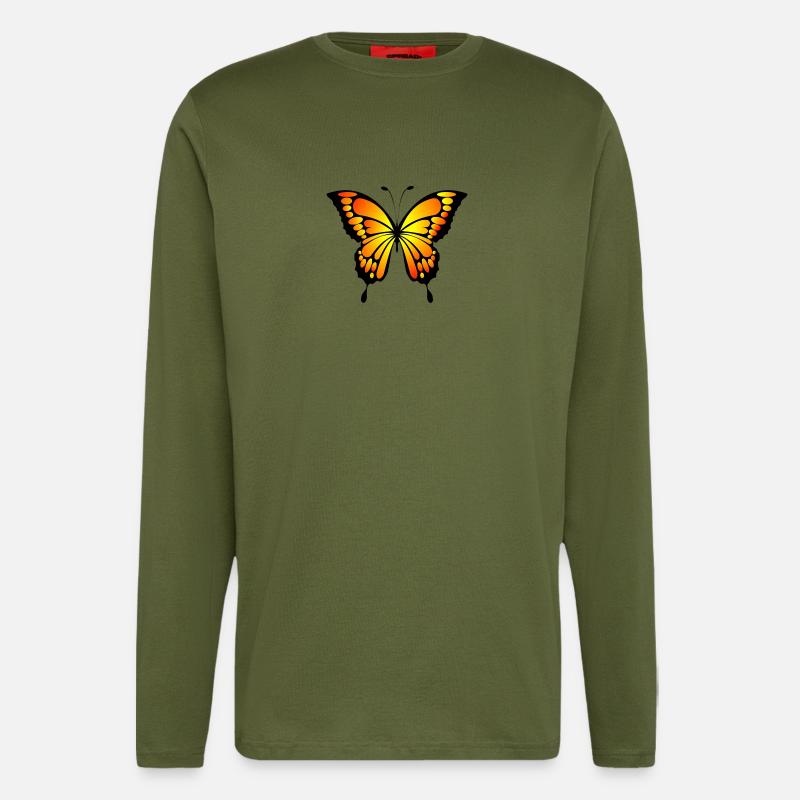 papillon - Manches longues bio décontracté fabriqué en UE - MOSS GREEN