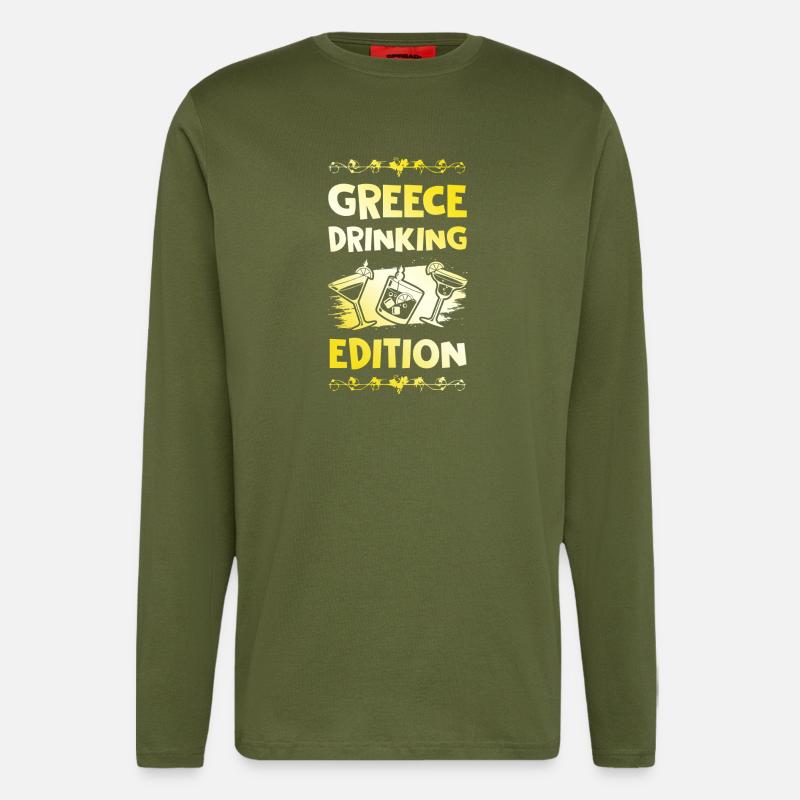 Greece Drinking Spruch - Langarmshirt - made by SPREAD  - MOSS GREEN