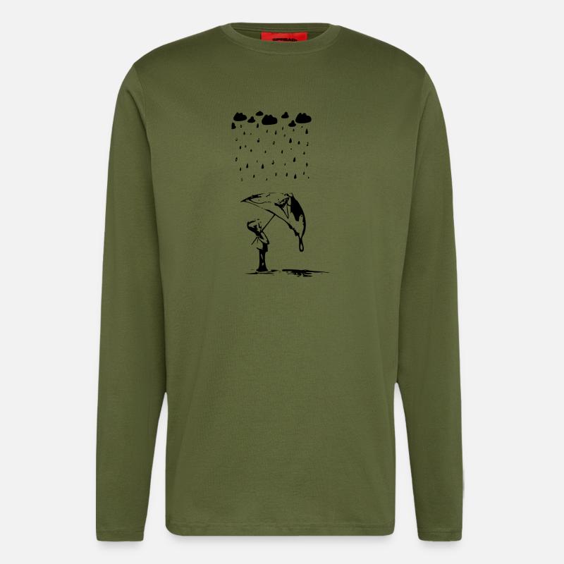 junge im regen - Langarmshirt - made by SPREAD  - MOSS GREEN