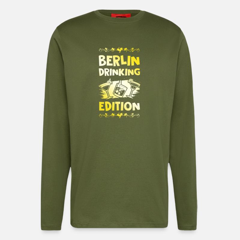 Berlin Drinking Spruch - Langarmshirt - made by SPREAD  - MOSS GREEN