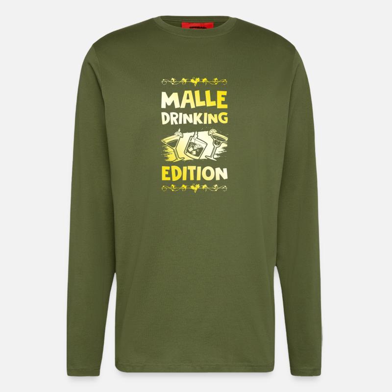 Malle Drinking Saying - Manches longues bio décontracté fabriqué en UE - MOSS GREEN