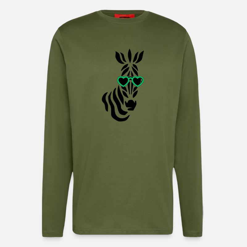 Cooles Zebra mit Sonnenbrille - Langarmshirt - made by SPREAD  - MOSS GREEN