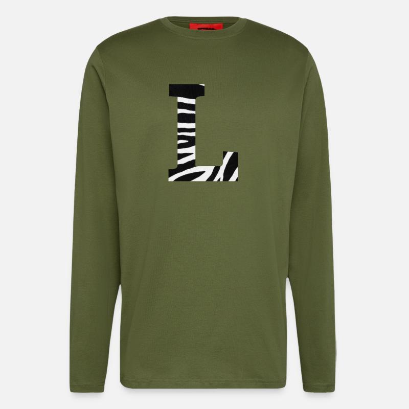 Buchstabe l Zebra - Langarmshirt - made by SPREAD  - MOSS GREEN