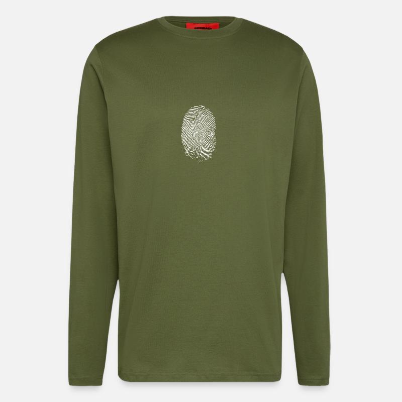 Empreinte digitale blanche - Manches longues bio décontracté fabriqué en UE - MOSS GREEN