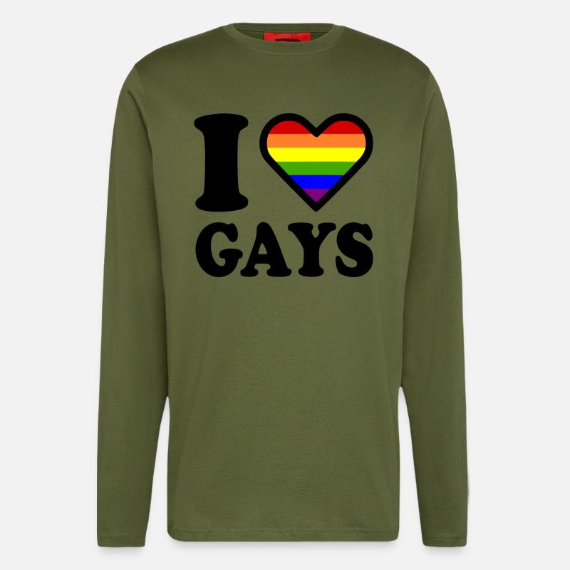 I love gays - Langarmshirt - made by SPREAD - MOSS GREEN