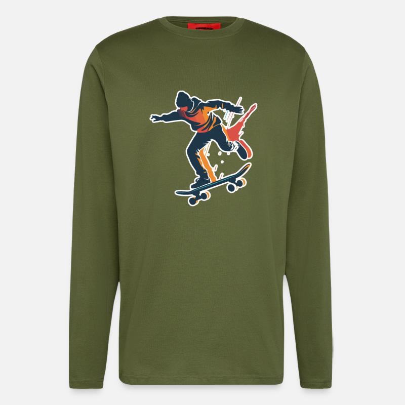 Skateboarder Grafik - Langarmshirt - made by SPREAD - MOSS GREEN