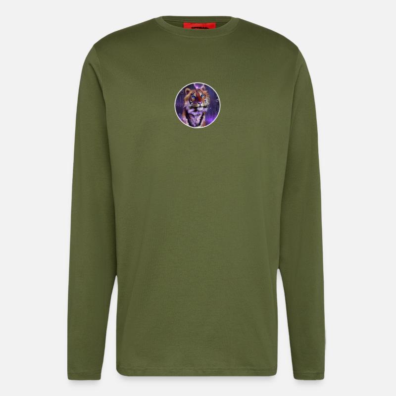 Cosmic Tiger in Neon Light - Longsleeve - made by SPREAD - MOSS GREEN