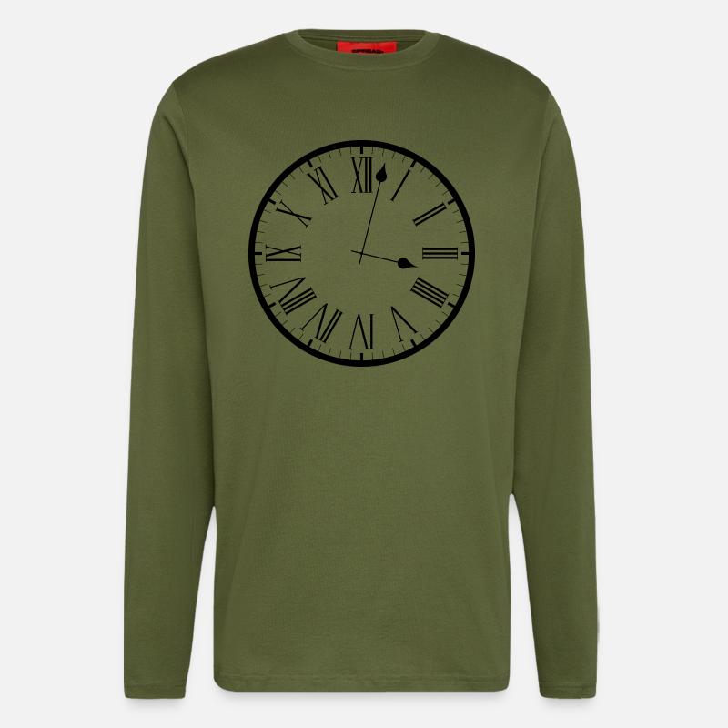 Clock analog clock - Longsleeve - made by SPREAD  - MOSS GREEN