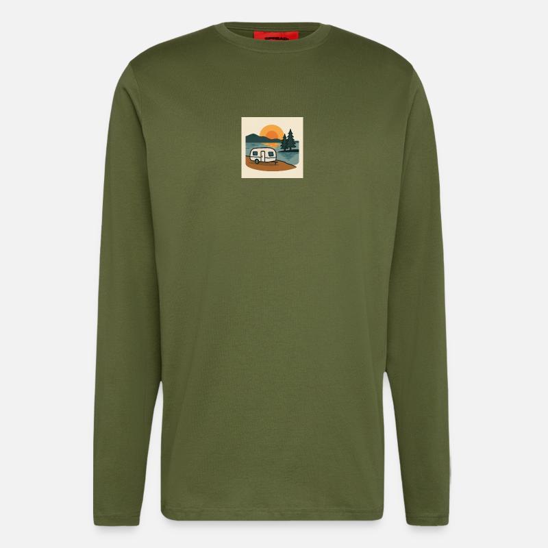 Camping Wohnmobil See - Langarmshirt - made by SPREAD - MOSS GREEN