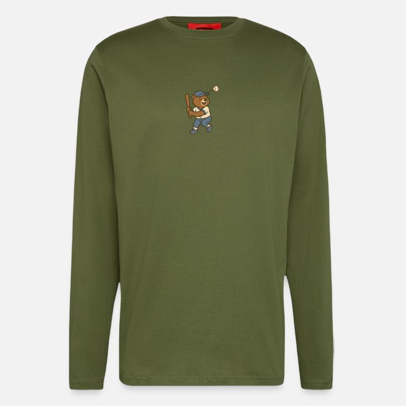 Baseball - Bär - Langarmshirt - made by SPREAD  - MOSS GREEN