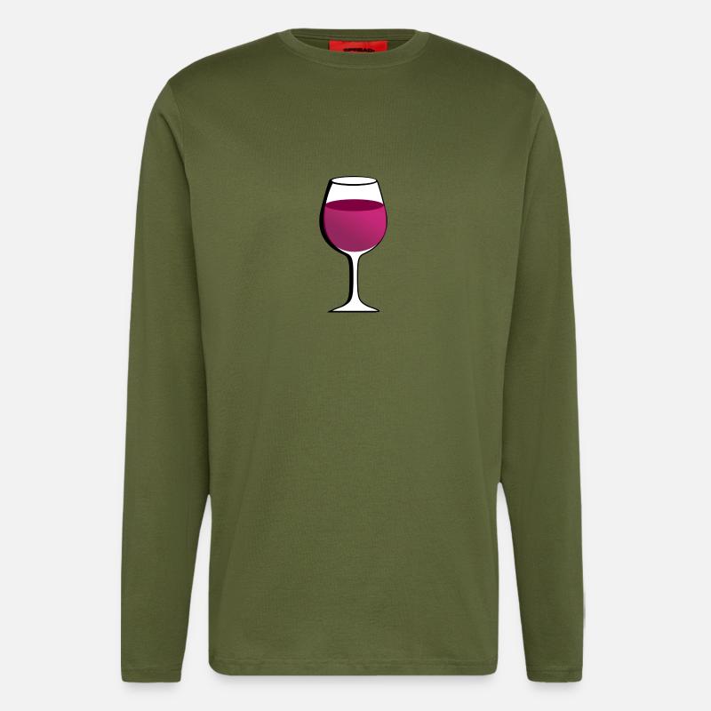 Glas mit rotem Wein - Langarmshirt - made by SPREAD  - MOSS GREEN