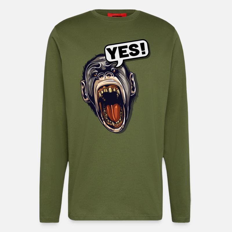YES! Primat Affe Schimpanse - Langarmshirt - made by SPREAD  - MOSS GREEN
