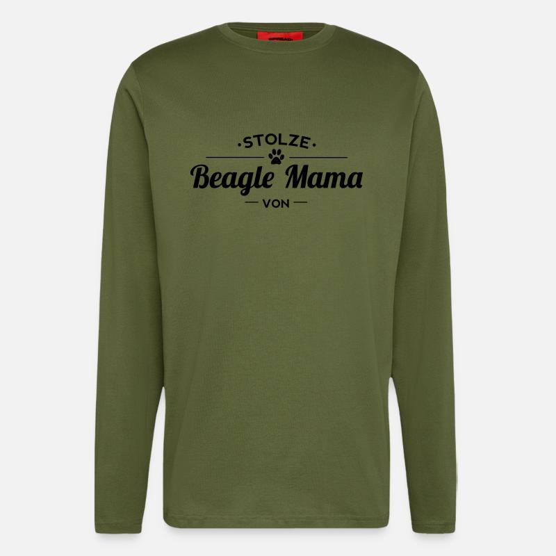 Beagle Mama Wunschname - Langarmshirt - made by SPREAD  - MOSS GREEN