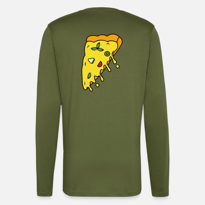 Pizza with dripping cheese - Longsleeve - made by SPREAD  - MOSS GREEN