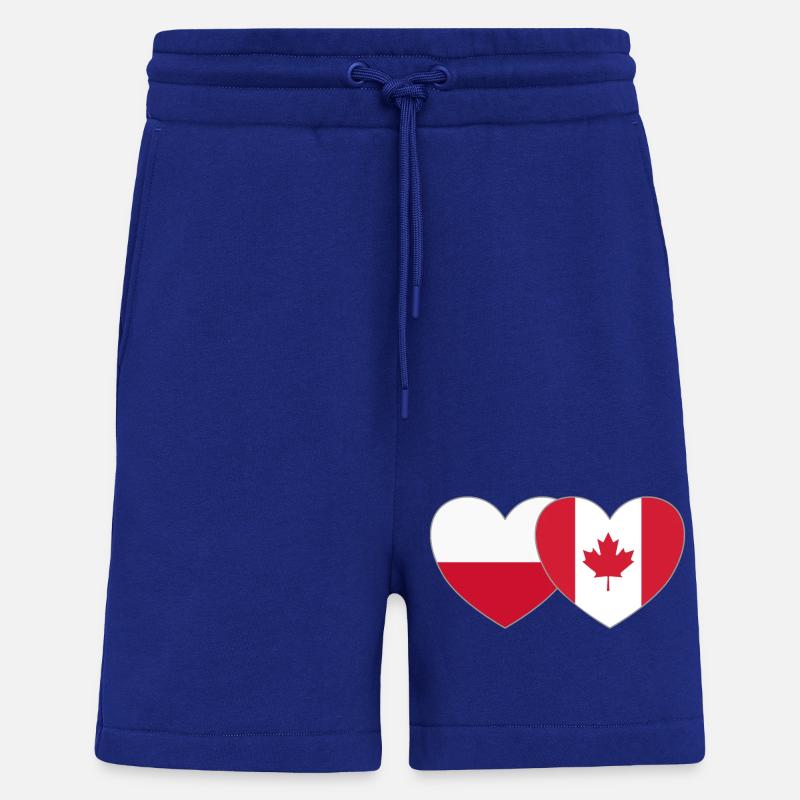 Pologne Canada Flag Heart - Short bio décontracté fabriqué en UE - Iconic Blue