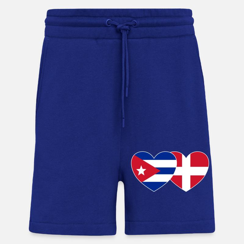 Cuba Danemark Flag Coeur - Short bio décontracté fabriqué en UE - Iconic Blue