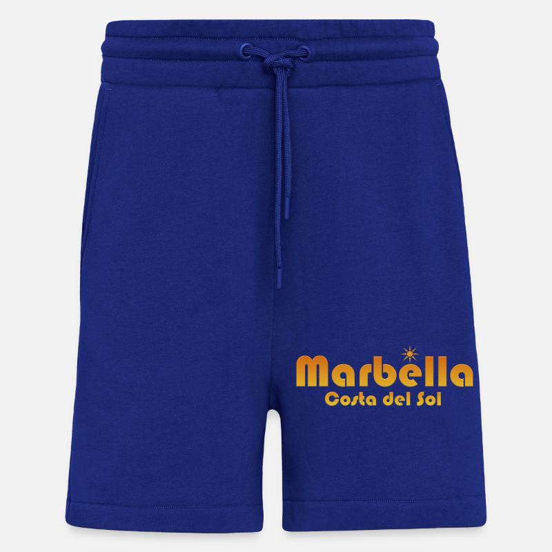 Marbella Costa del Sol-Sunburst Text - Shorts - made by SPREAD - Iconic Blue