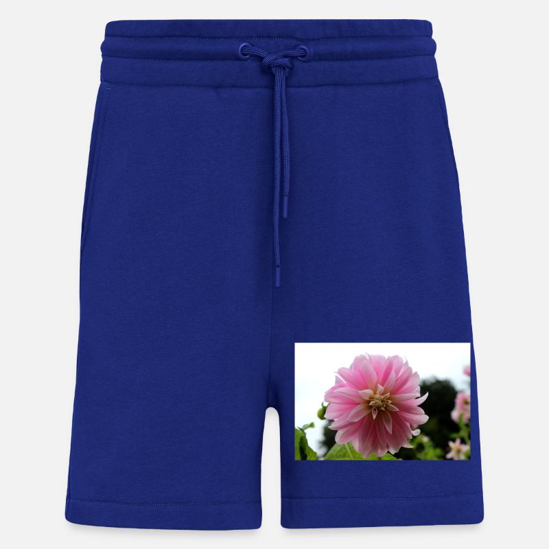 Dahlia rose rose fleur, fleur - Short bio décontracté fabriqué en UE - Iconic Blue