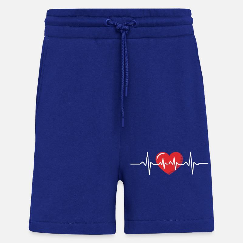 Conception de cardiogramme de rythme cardiaque - Short bio décontracté fabriqué en UE - Iconic Blue