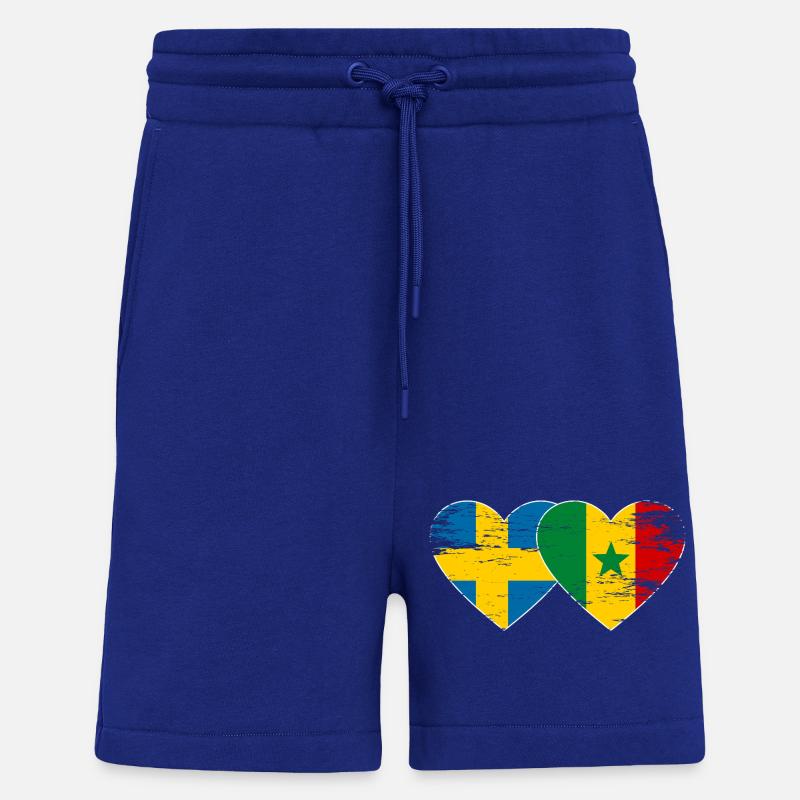 Suède Sénégal Drapeau Coeur utilisé - Short bio décontracté fabriqué en UE - Iconic Blue