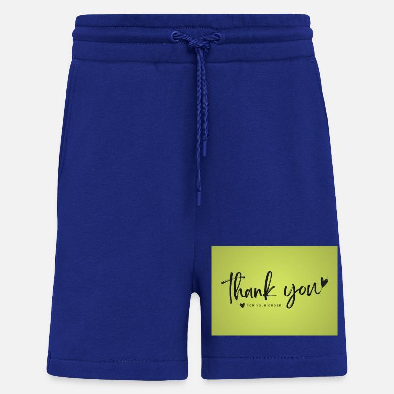 Dankesskript auf Limettengrün - Shorts - made by SPREAD - Iconic Blue