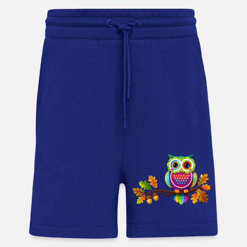 Bunte Eule auf Ast mit Herbstblättern - Shorts - made by SPREAD - Iconic Blue