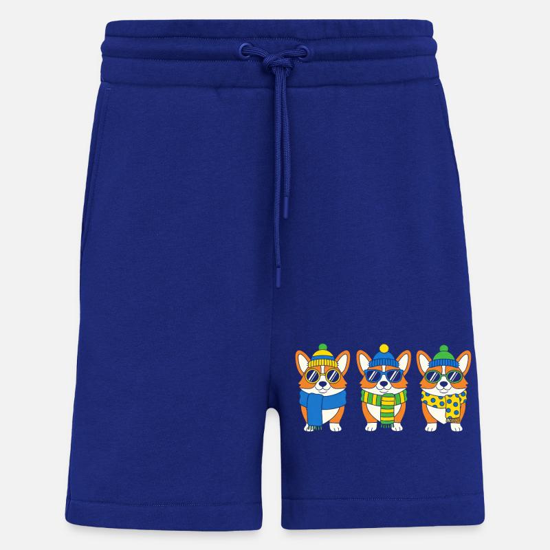 Winter-Corgi-Trio mit Accessoires - Shorts - made by SPREAD - Iconic Blue