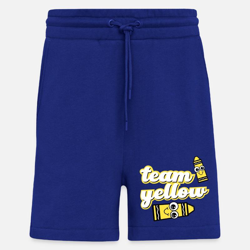 Team Yellow Crayons with Face - Shorts - made by SPREAD - Iconic Blue