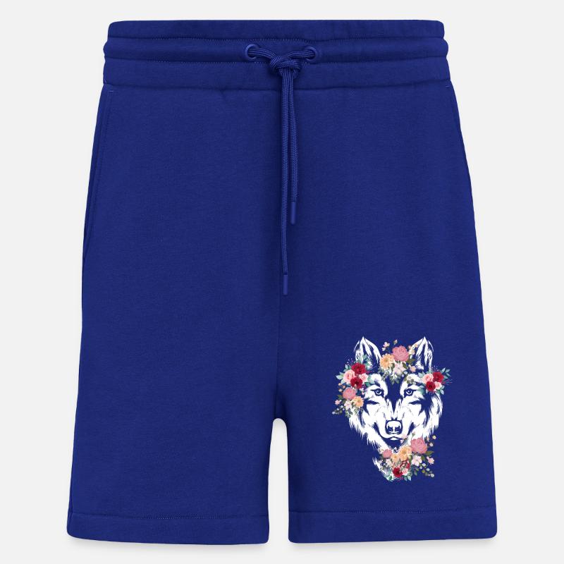 Wolf Wolfskopf Blumen Deko - Shorts - made by SPREAD - Iconic Blue