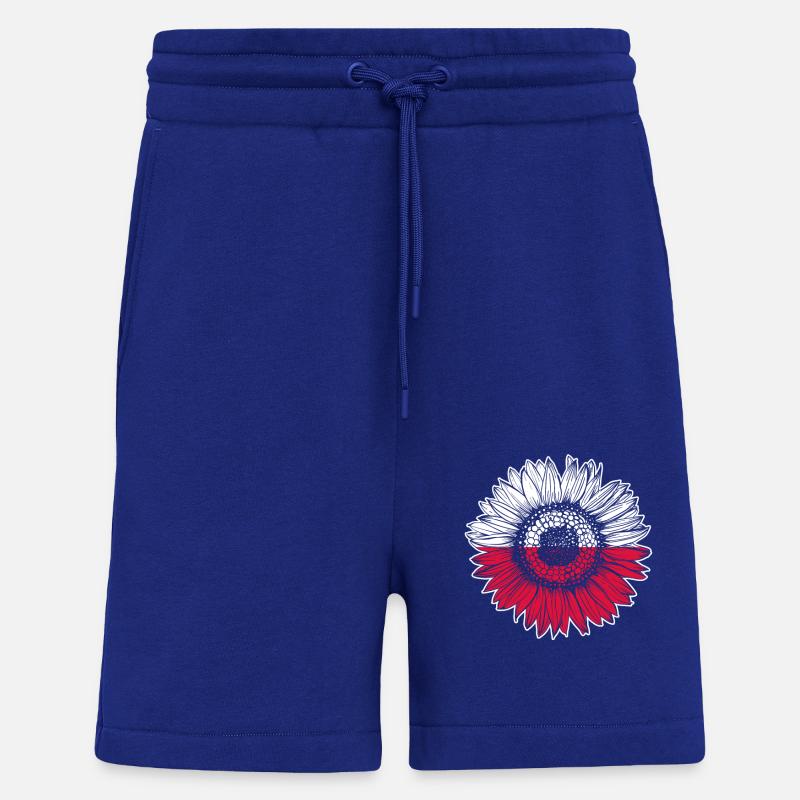 Pologne Drapeau Tournesol - Short bio décontracté fabriqué en UE - Iconic Blue