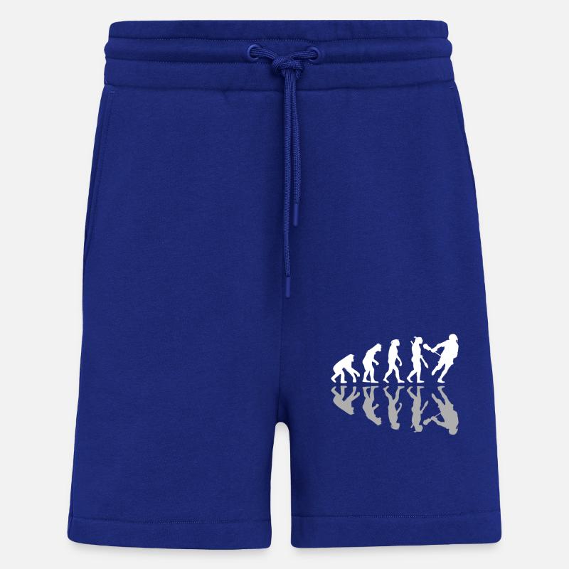 Lacrosse Player Human Evolution Goalie Sticks - Shorts - made by SPREAD - Iconic Blue