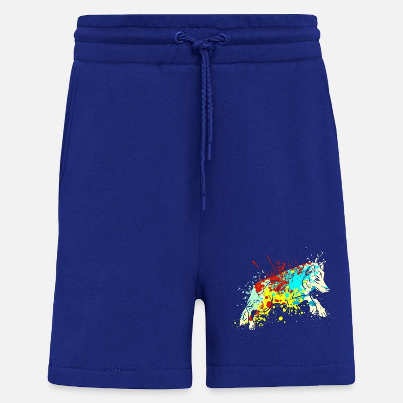 Splash Art Wolf - Short bio décontracté fabriqué en UE - Iconic Blue