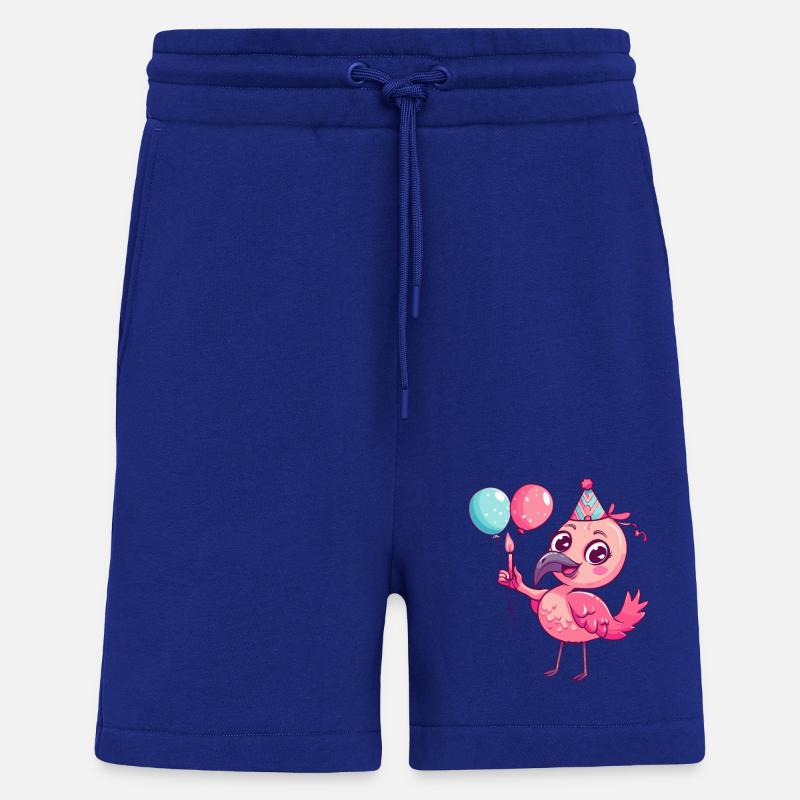 Flamingo Anniversaire Bande dessinée Mignon - Short bio décontracté fabriqué en UE - Iconic Blue