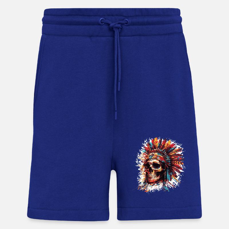 Crâne de chef indien - Short bio décontracté fabriqué en UE - Iconic Blue