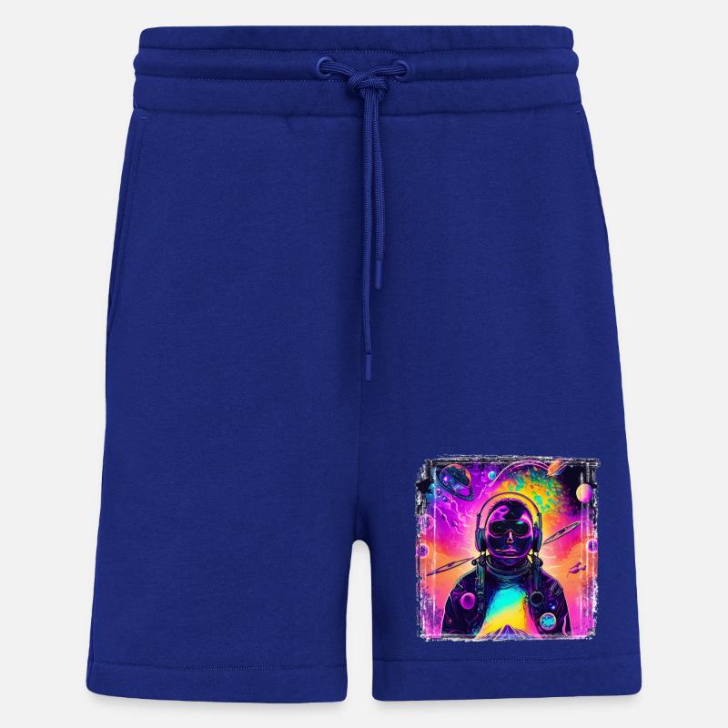 Astronaute néon au Cosmic Psychedelic - Short bio décontracté fabriqué en UE - Iconic Blue