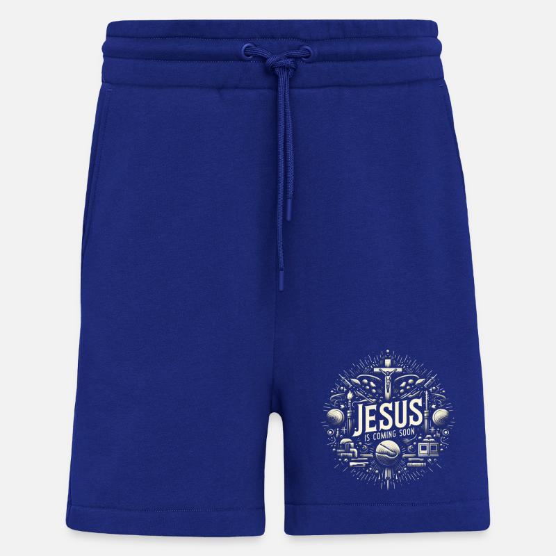 Jésus arrive bientôt Cercle Cosmique - Short bio décontracté fabriqué en UE - Iconic Blue