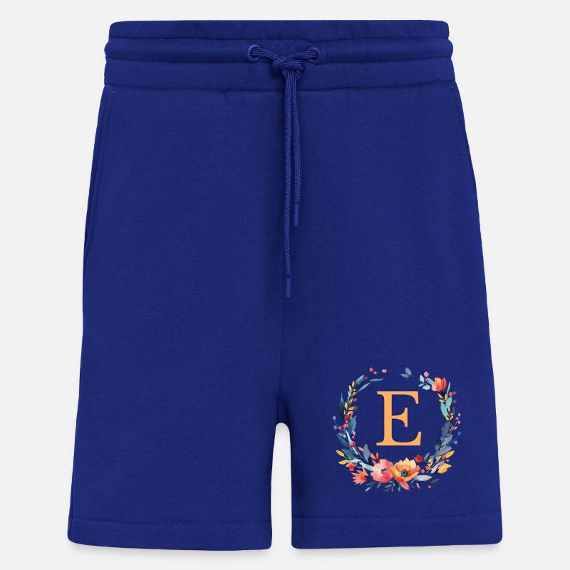 E Monogramm, Blumen-Kranz, personalisierbar - Shorts - made by SPREAD - Iconic Blue