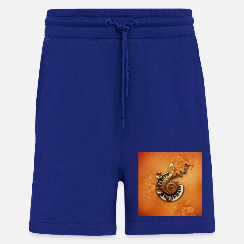Style musical abstrait avec des fleurs - Short bio décontracté fabriqué en UE - Iconic Blue