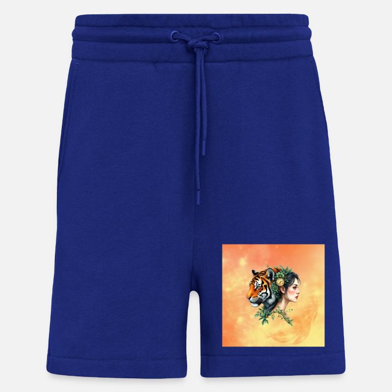 Blumenfarbene Tigerdame mit Uhr - Shorts - made by SPREAD - Iconic Blue