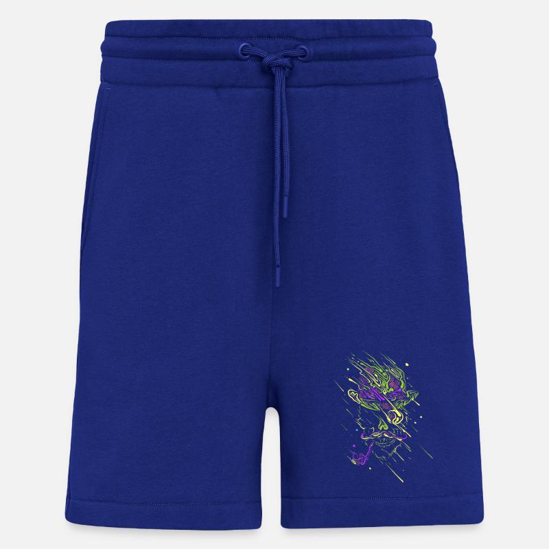 Crâne néon graffiti éclatant - Short bio décontracté fabriqué en UE - Iconic Blue