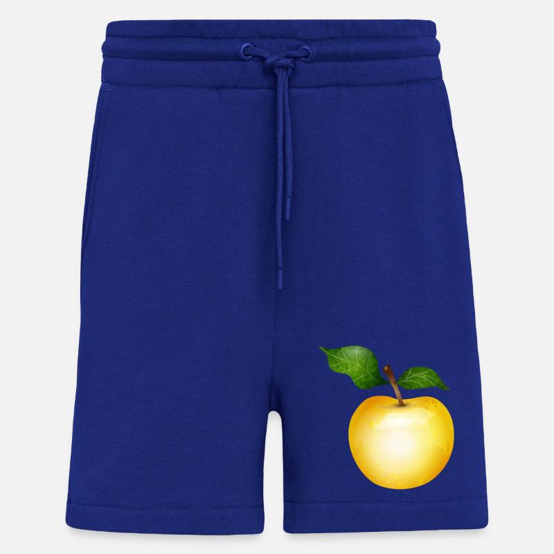 Pomme dorée avec illustration de feuilles vertes - Short bio décontracté fabriqué en UE - Iconic Blue